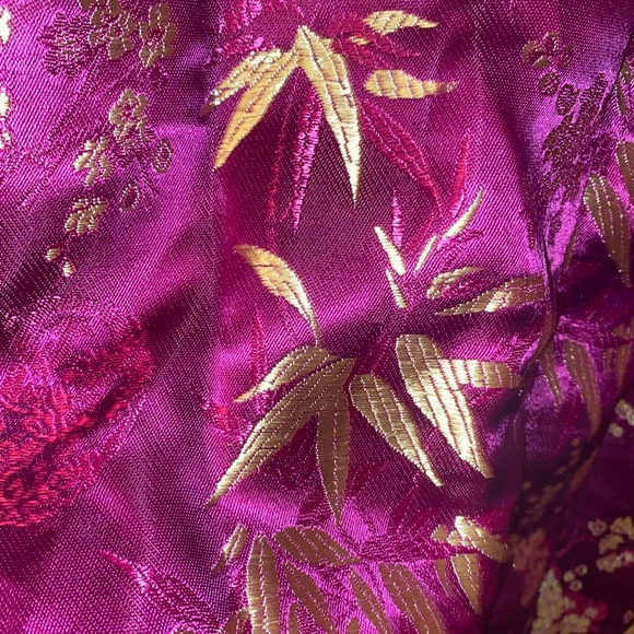 VINTAGE LINDSEY FUCHSIA ORIENTAL STYLE DRESS - Picture 7 of 8